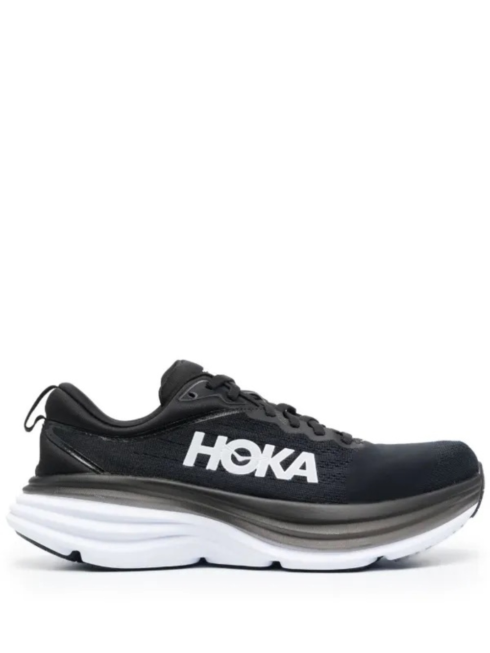 HOKA BONDI 8 WIDE BLACK WHITE RUNNING SHOES WOMENS 10D